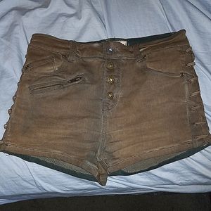 Free People brown shorts with sides accent